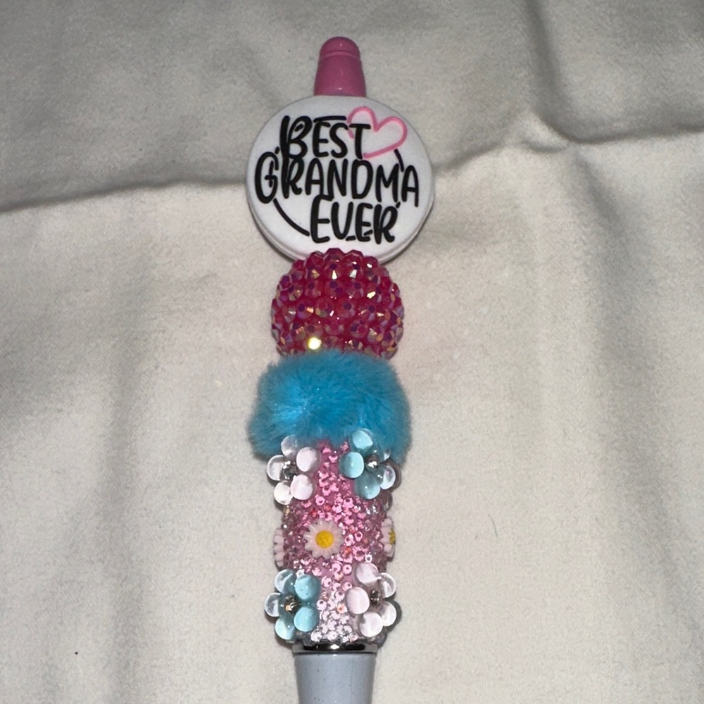 Decorative 'Best Grandma Ever' Pen - Pink and Blue